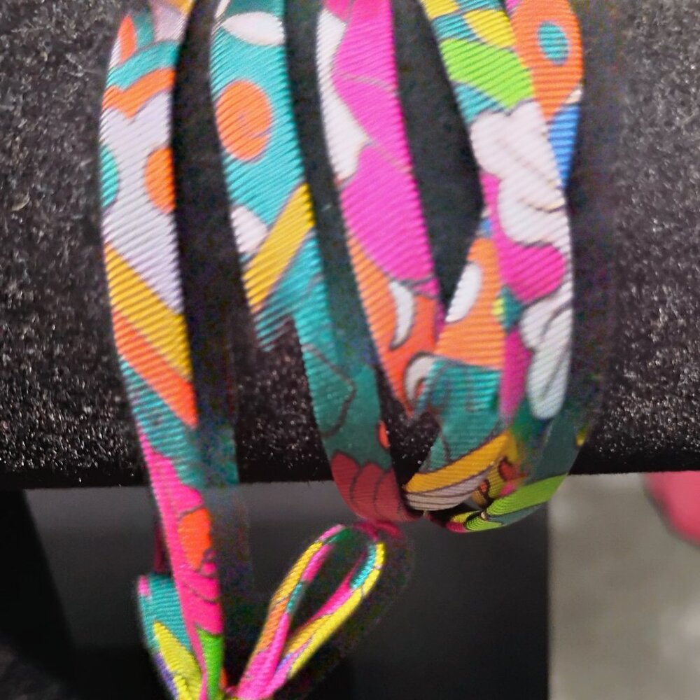 Twilly Silk spaghetti wrap bracelet HERMES multicolor patterns | NEW 46” long - Picture 8 of 8